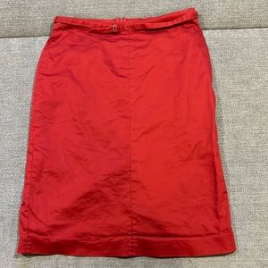 Banana Republic Stretch Red Belted Pencil Skirt 12